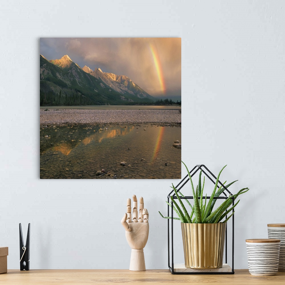 A bohemian room featuring Tim Fitzharris-4500-Rainbow Athabasca River Colin Range Jasper NP Alberta