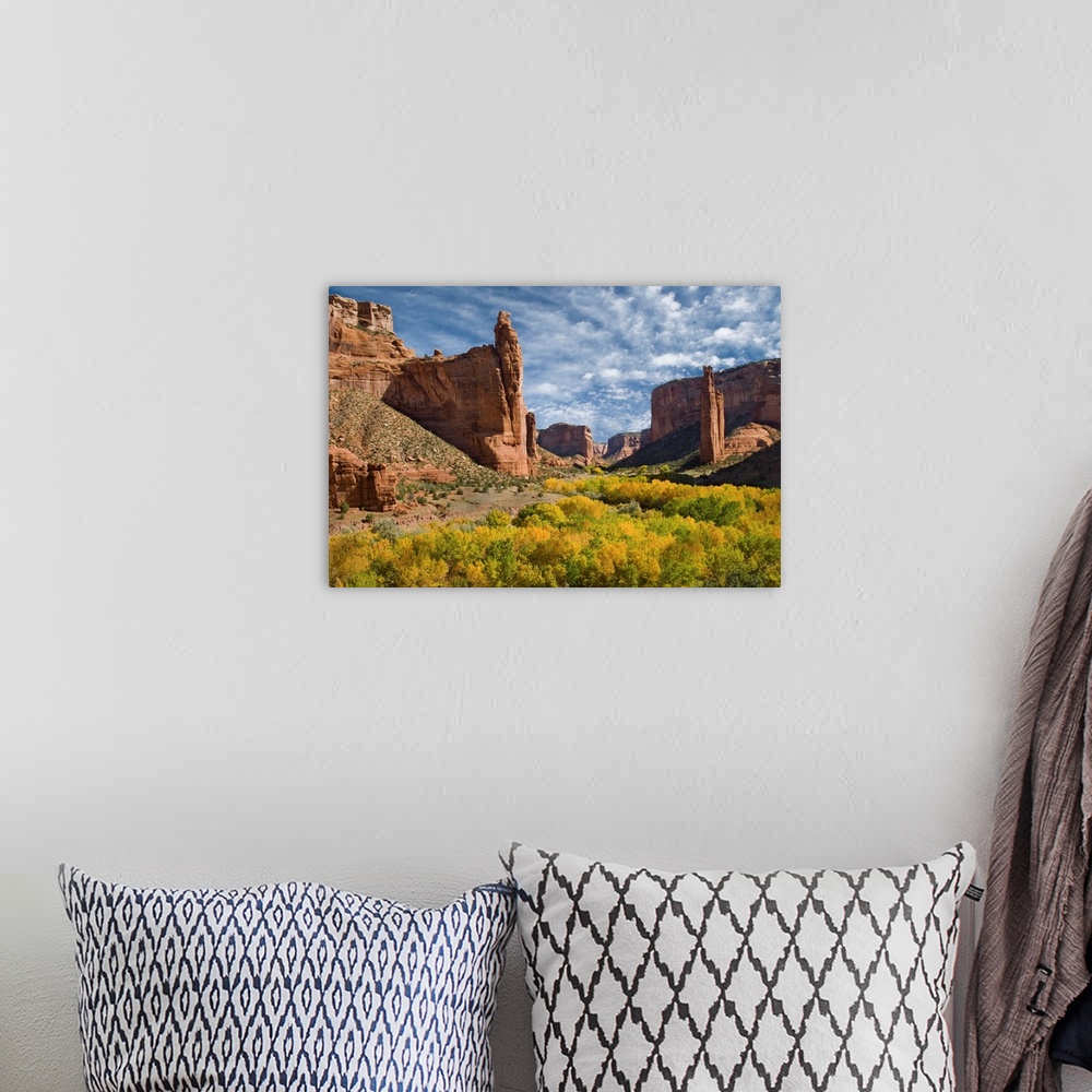 A bohemian room featuring River valley with spider rock, Canyon de Chelly National Monument, Arizona