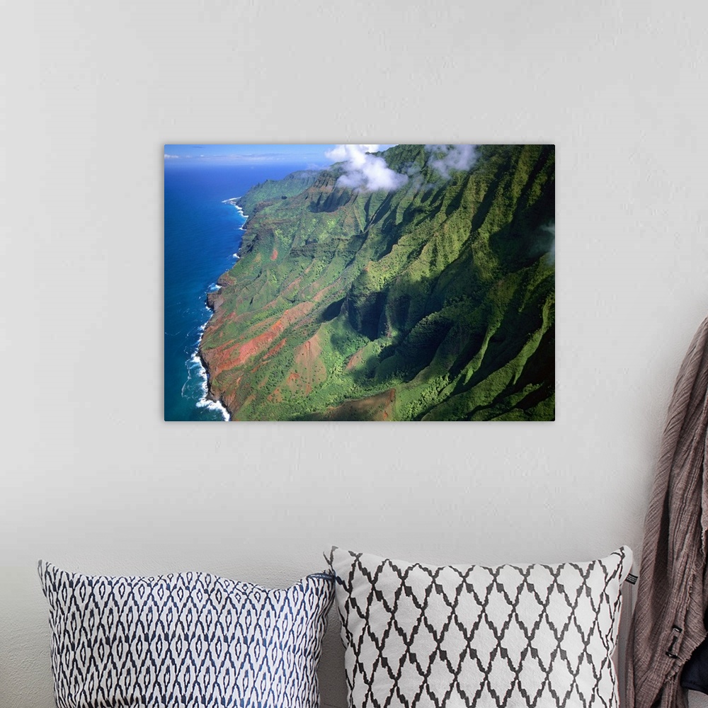A bohemian room featuring Rugged cliffs along Na Pali Coast State Park, Kauai, Hawaii