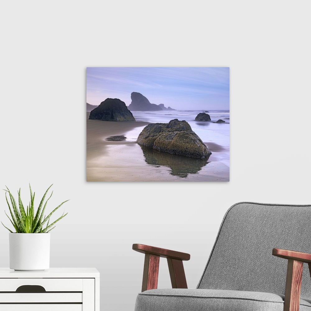 A modern room featuring Sea stack and boulders at Meyers Creek Beach, Oregon