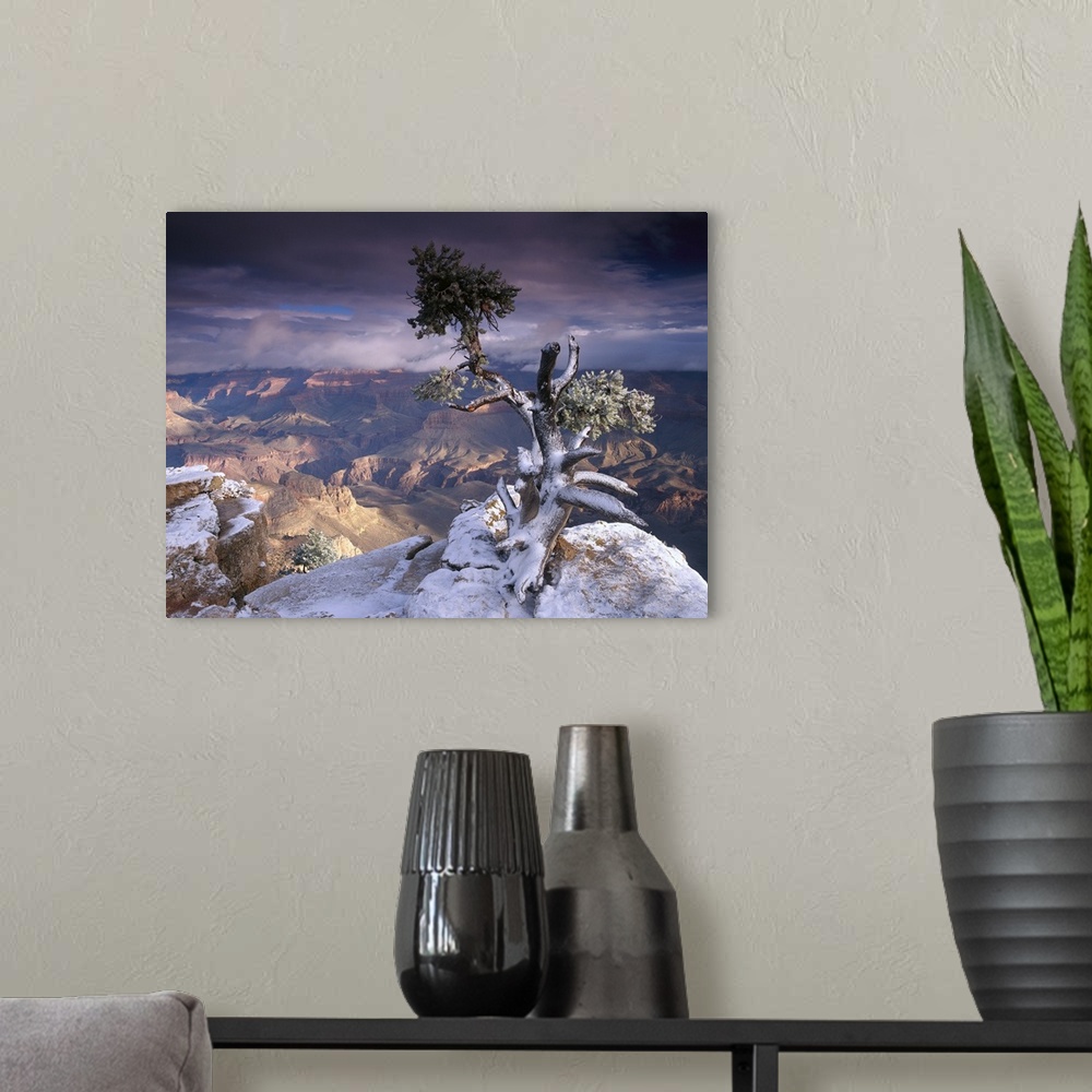 A modern room featuring South Rim of Grand Canyon with a dusting of snow, Grand Canyon National Park, Arizona