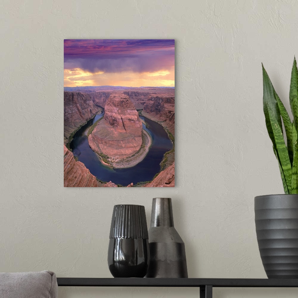 A modern room featuring Storm clouds over the Colorado River at Horseshoe Bend near Page, Arizona