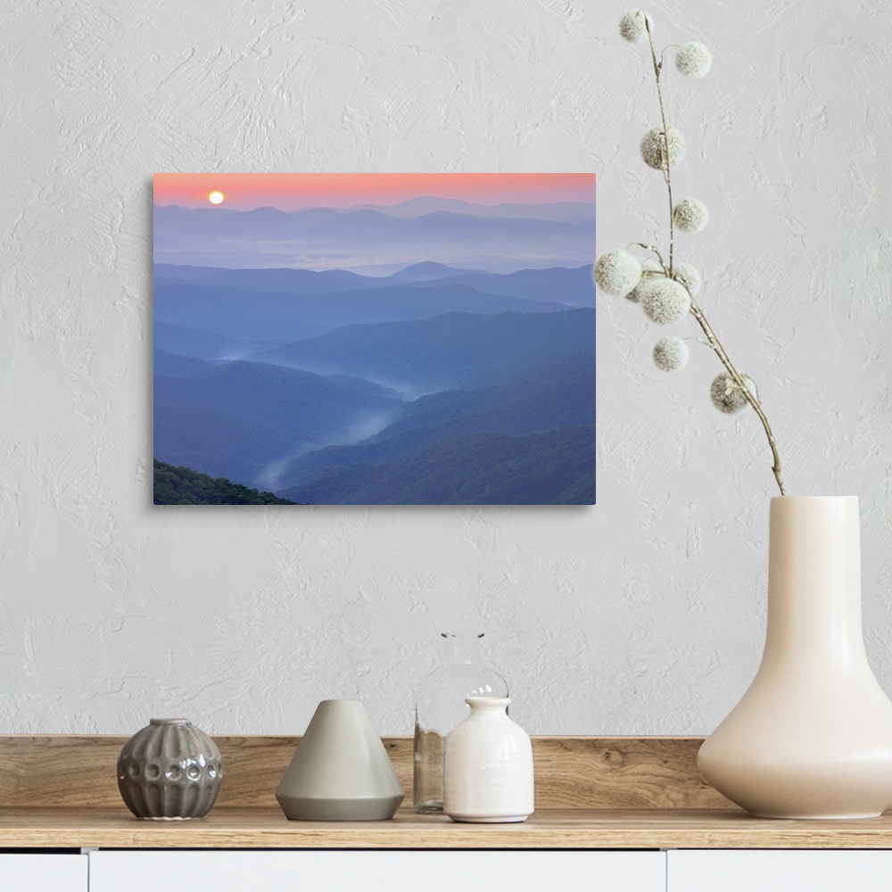 A farmhouse room featuring Sunset over the Pisgah National Forest from the Blue Ridge Parkway, North Carolina
