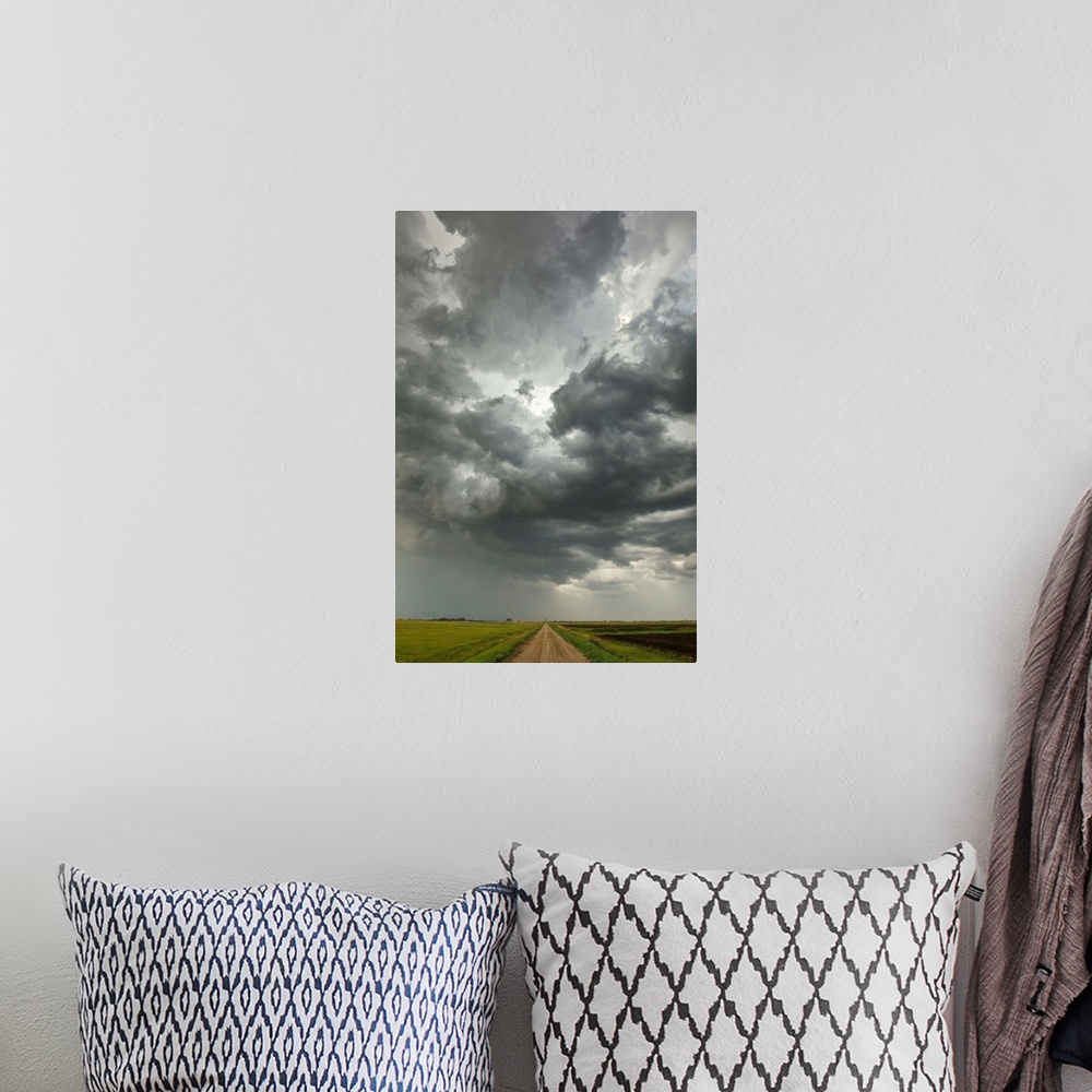A bohemian room featuring Sunset Storm clouds Billowing Over Prairie North Dakota