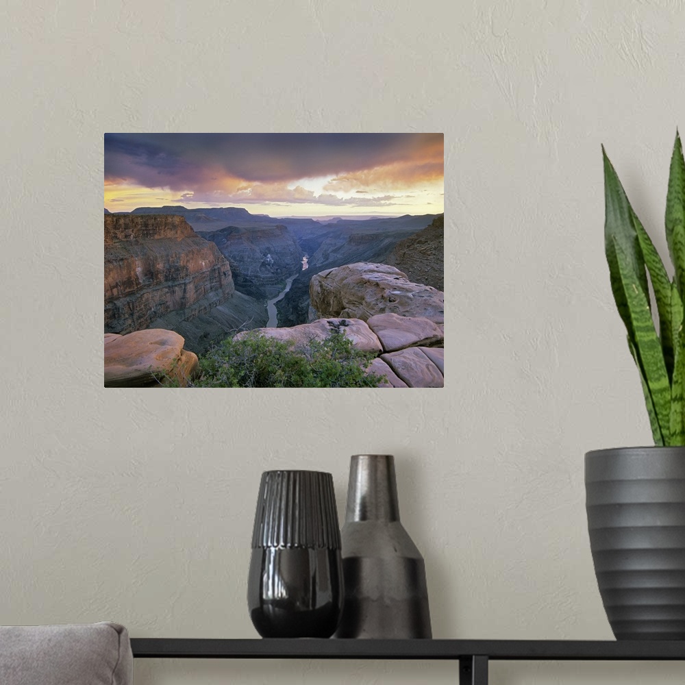 A modern room featuring Toroweap Overlook with a view of the Colorado River, Grand Canyon National Park, Arizona