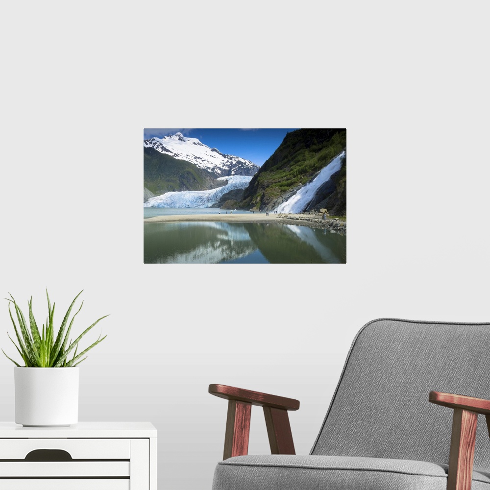 A modern room featuring Tourists at Nugget Falls, Mendenhall Glacier, Auke Bay, Juneau, Alaska