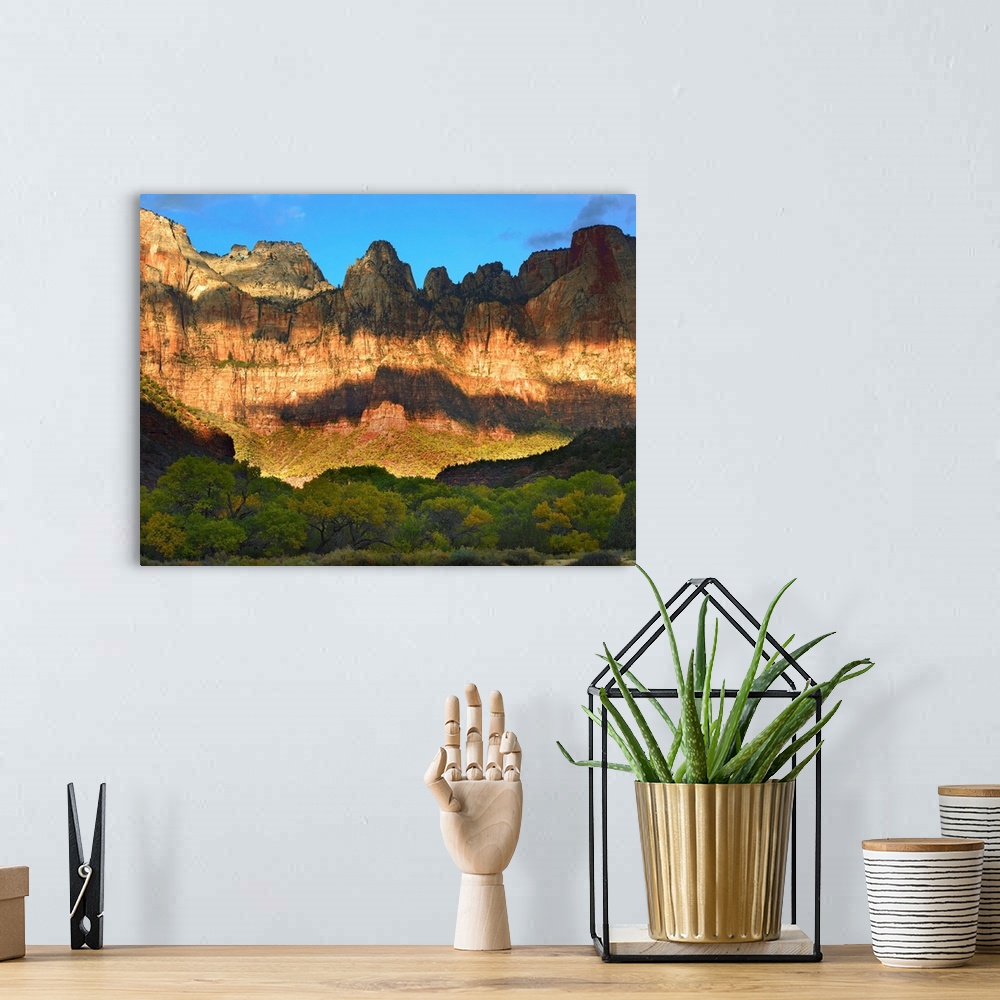 A bohemian room featuring Towers of the Virgin with cloud shadows, Zion National Park, Utah