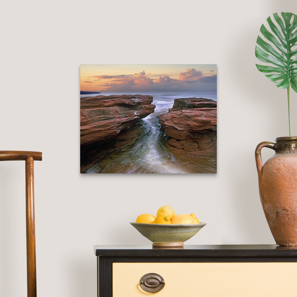 A traditional room featuring Water rushing through coastal rocks, Gulf of Saint Lawrence, Prince Edward Island National Park, ...