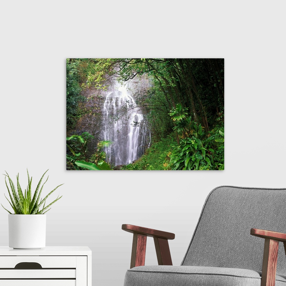 A modern room featuring Waterfall along Hana coast, Maui, Hawaii