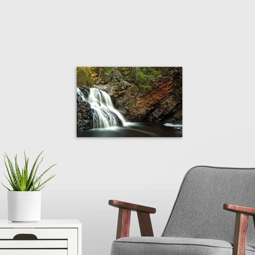 A modern room featuring waterfall in autumn,Nova Scotia,canada