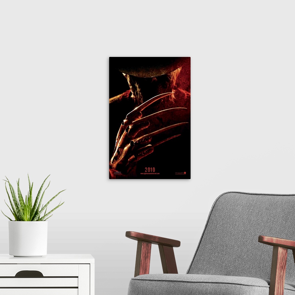 A modern room featuring A re-imagining of the horror icon Freddy Krueger, a serial-killer who wields a glove with four bl...