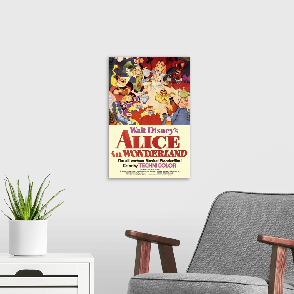 A modern room featuring Disney version of Lewis Carroll's Children's story. Alice becomes bored and her mind starts to wa...