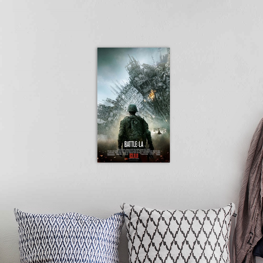 A bohemian room featuring Battle: Los Angeles - Movie Poster