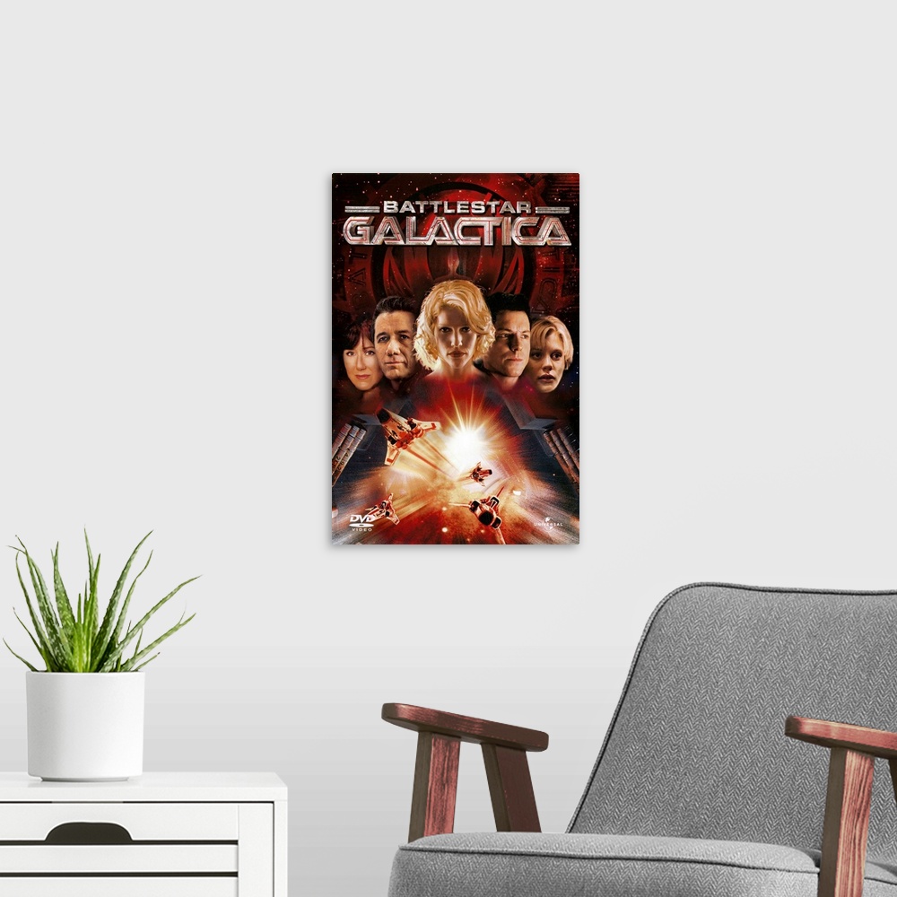 A modern room featuring Battlestar Galactica (2004)
