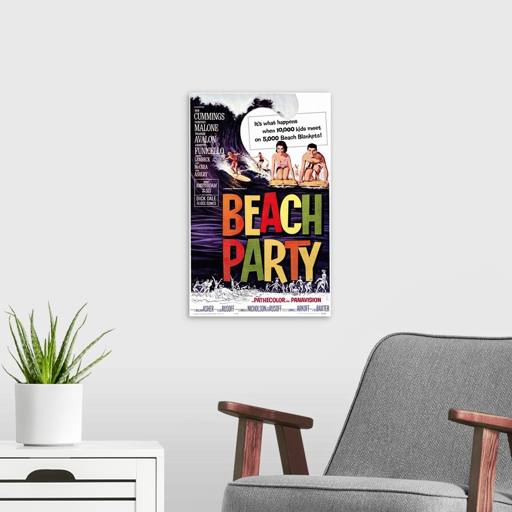 A modern room featuring Started the Beach Party series with the classic Funicello/Avalon combo. Scientist Cummings studyi...