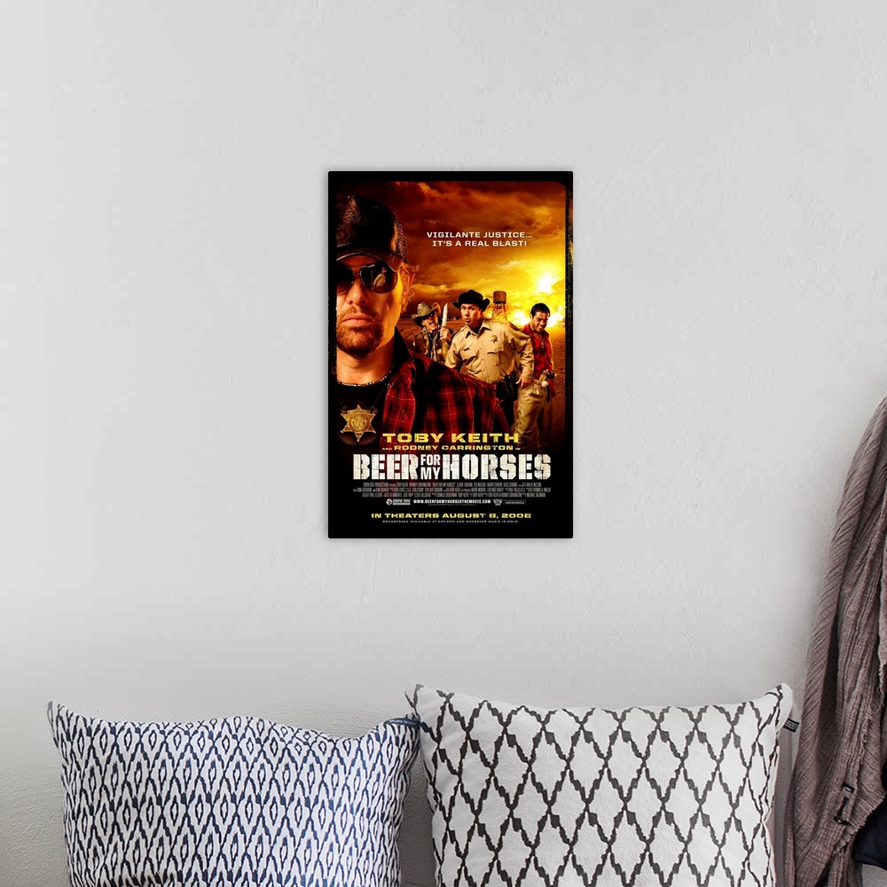 A bohemian room featuring Beer for My Horses - Movie Poster