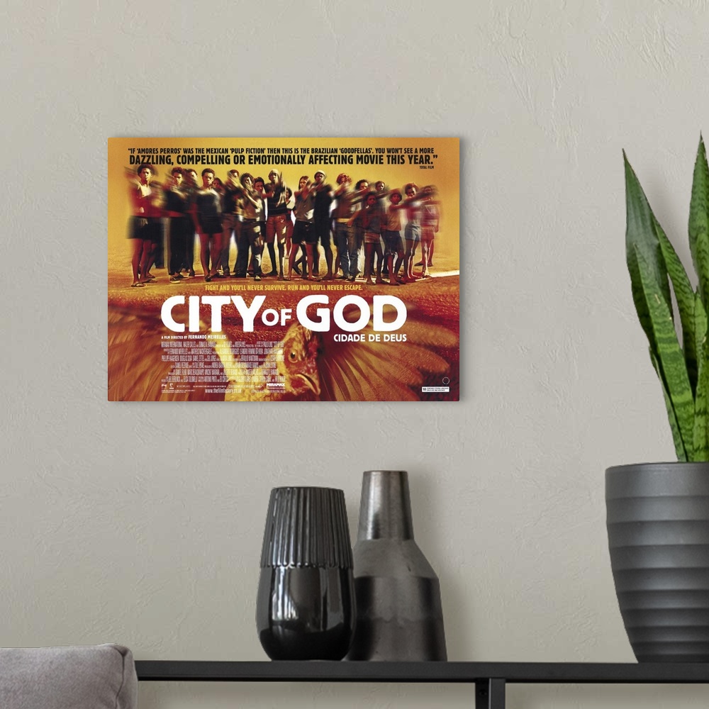 A modern room featuring City of God (2003)