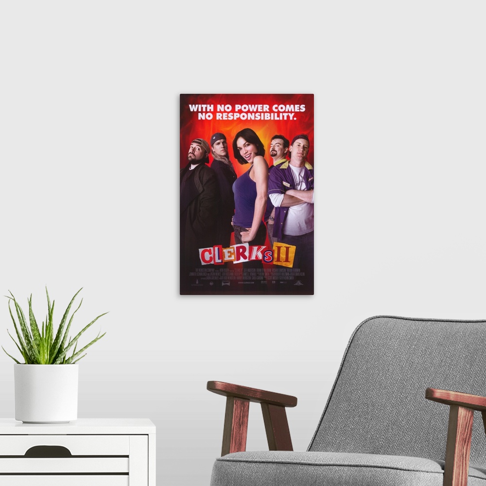A modern room featuring Clerks II (2006)
