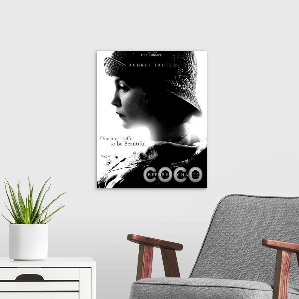 A modern room featuring The story of Coco Chanel's rise from obscure beginnings to the heights of the fashion world.