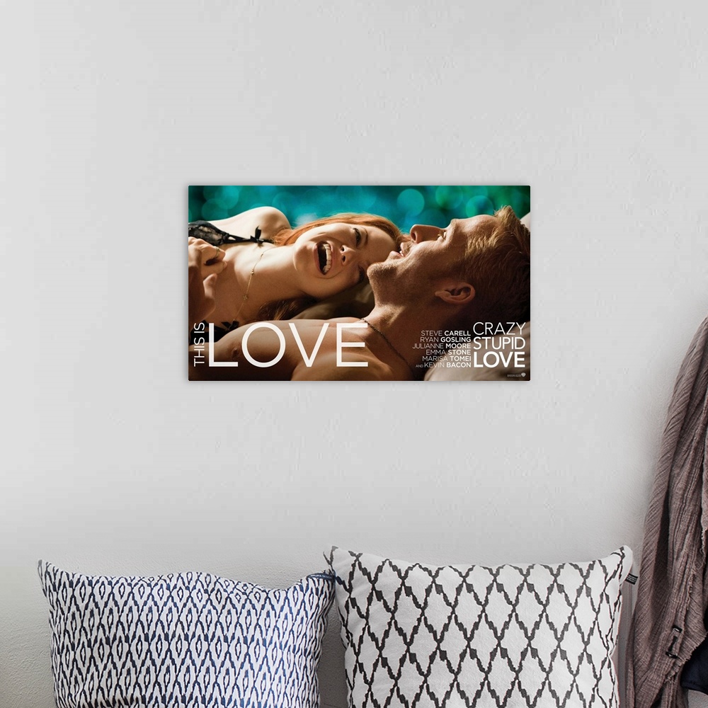 A bohemian room featuring Crazy, Stupid, Love - Movie Poster