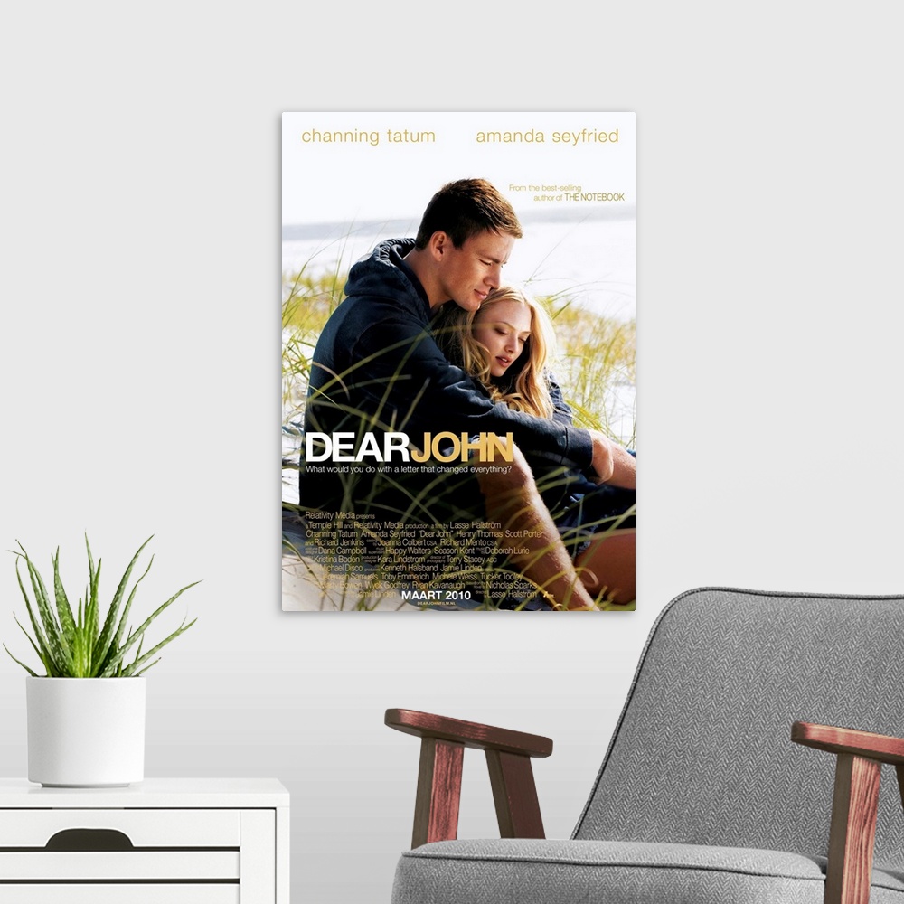 A modern room featuring Dear John - Movie Poster