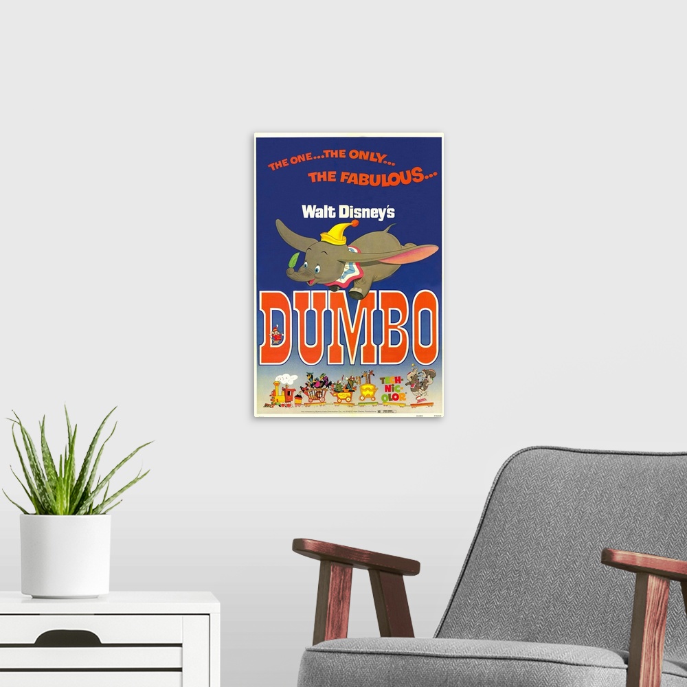 A modern room featuring Dumbo (1972)