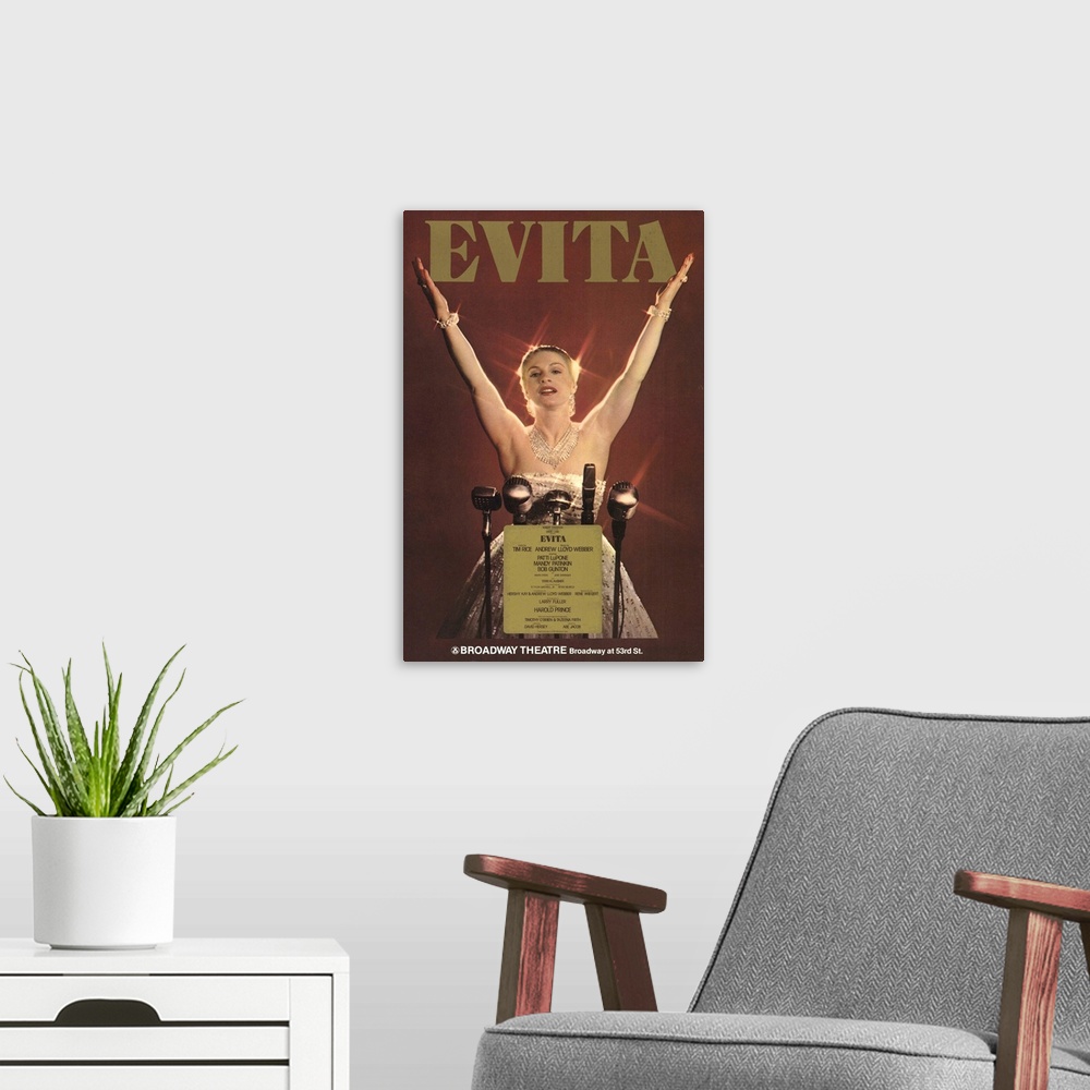 A modern room featuring Evita (Broadway) (1979)