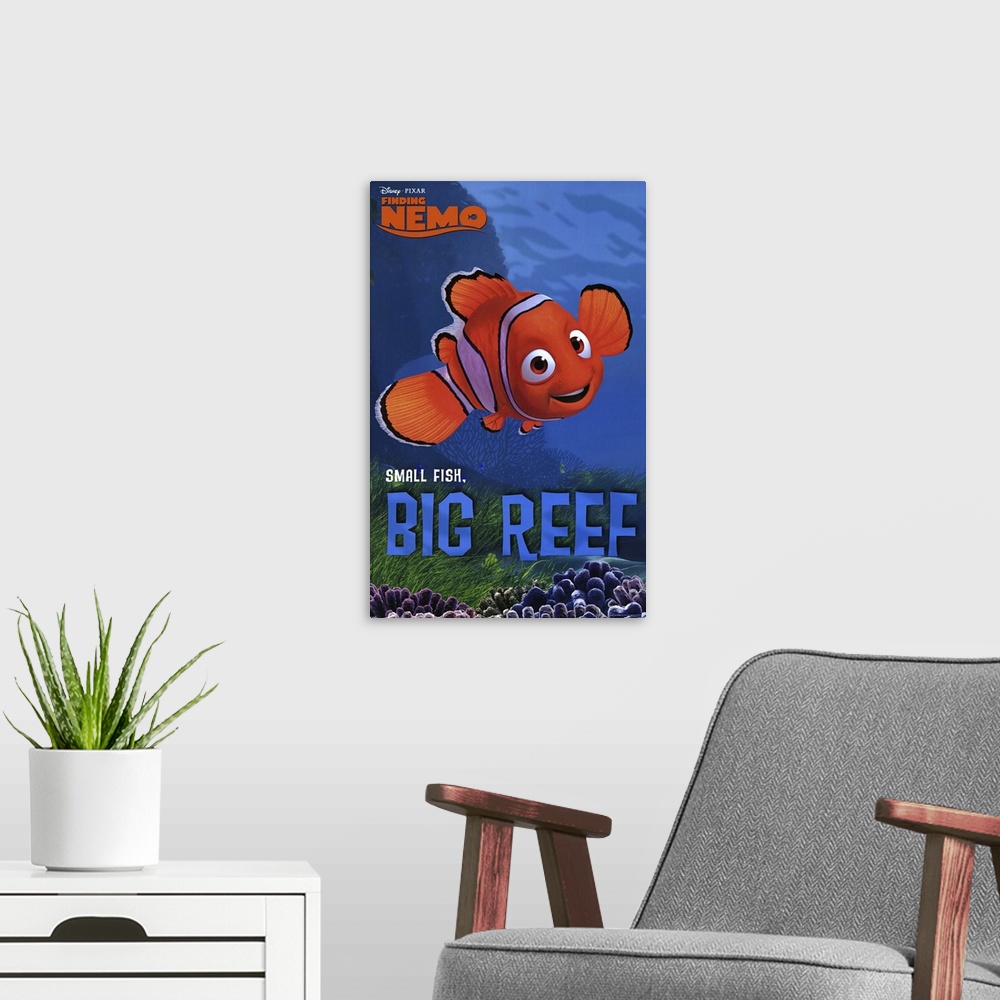 A modern room featuring Finding Nemo (2003)
