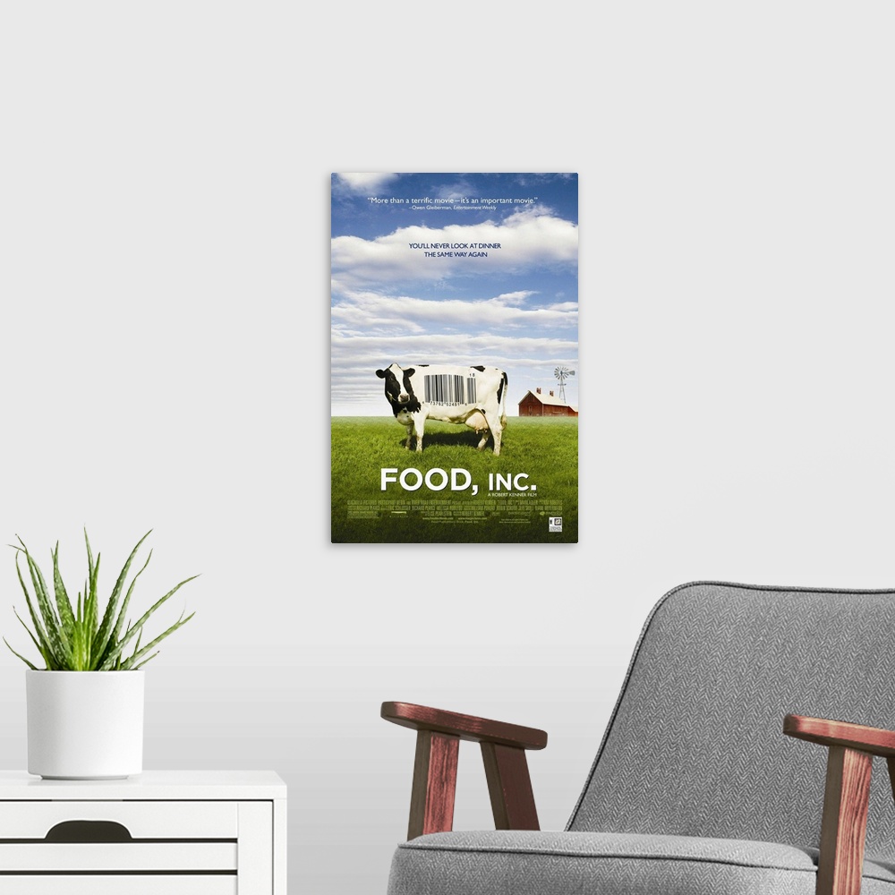 A modern room featuring Food, Inc. - Movie Poster