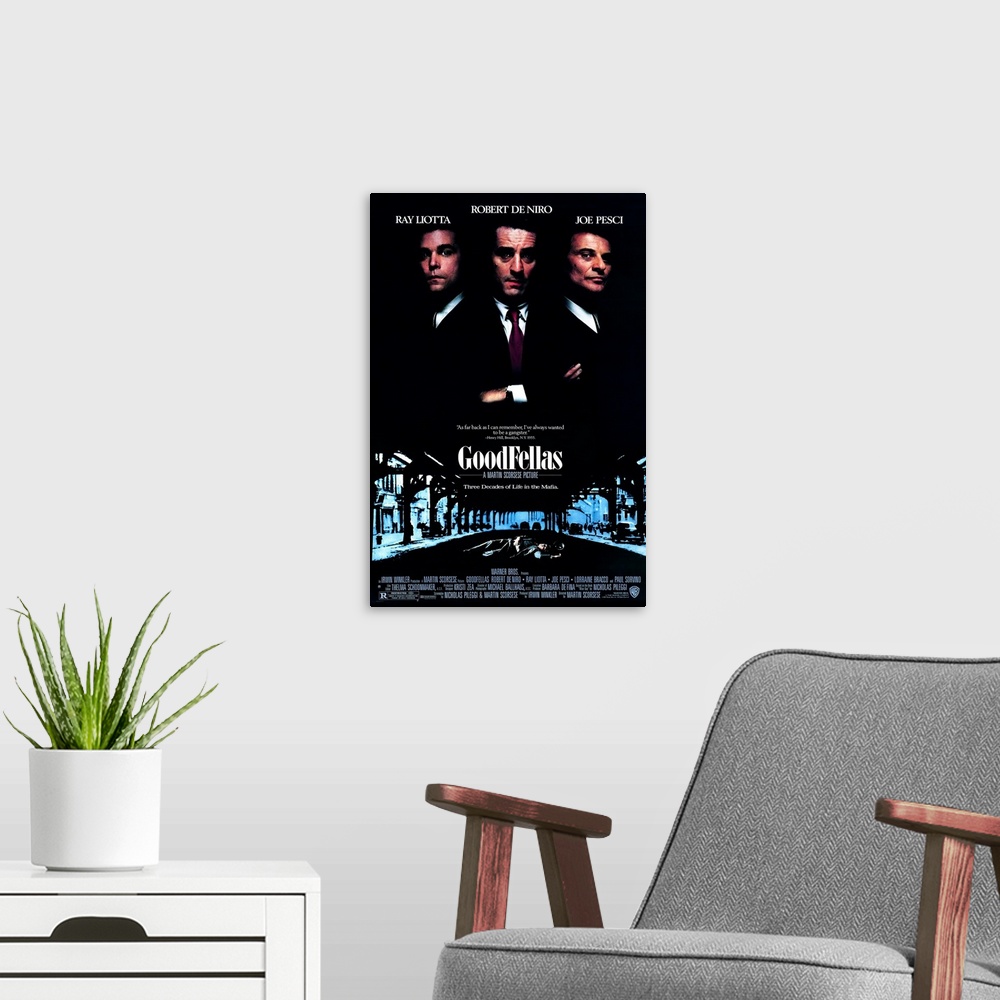 A modern room featuring Quintessential picture about wiseguys, at turns both violent and funny. A young man grows up in t...