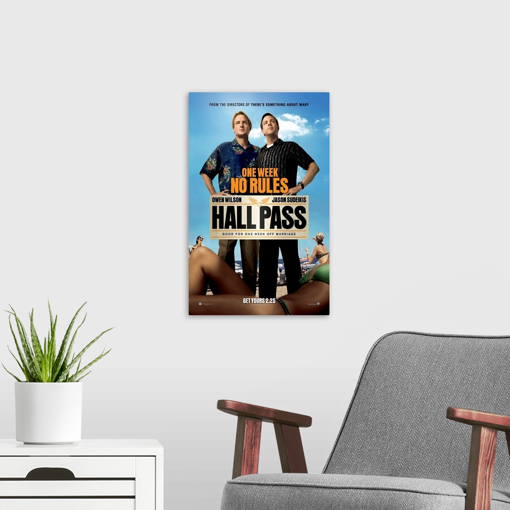 A modern room featuring Hall Pass - Movie Poster
