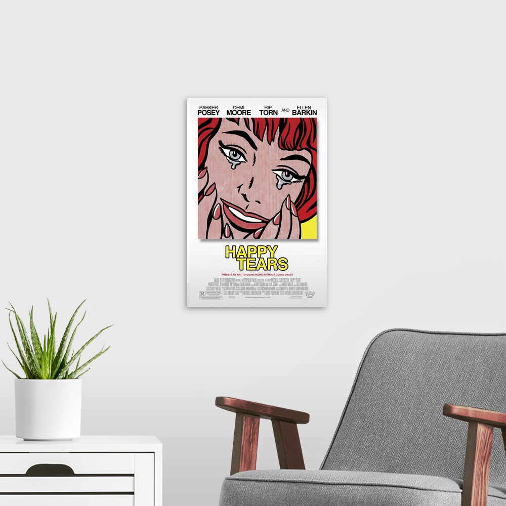A modern room featuring Happy Tears - Movie Poster