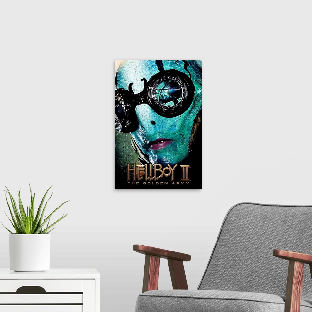 A modern room featuring Hellboy 2: The Golden Army - Movie Poster