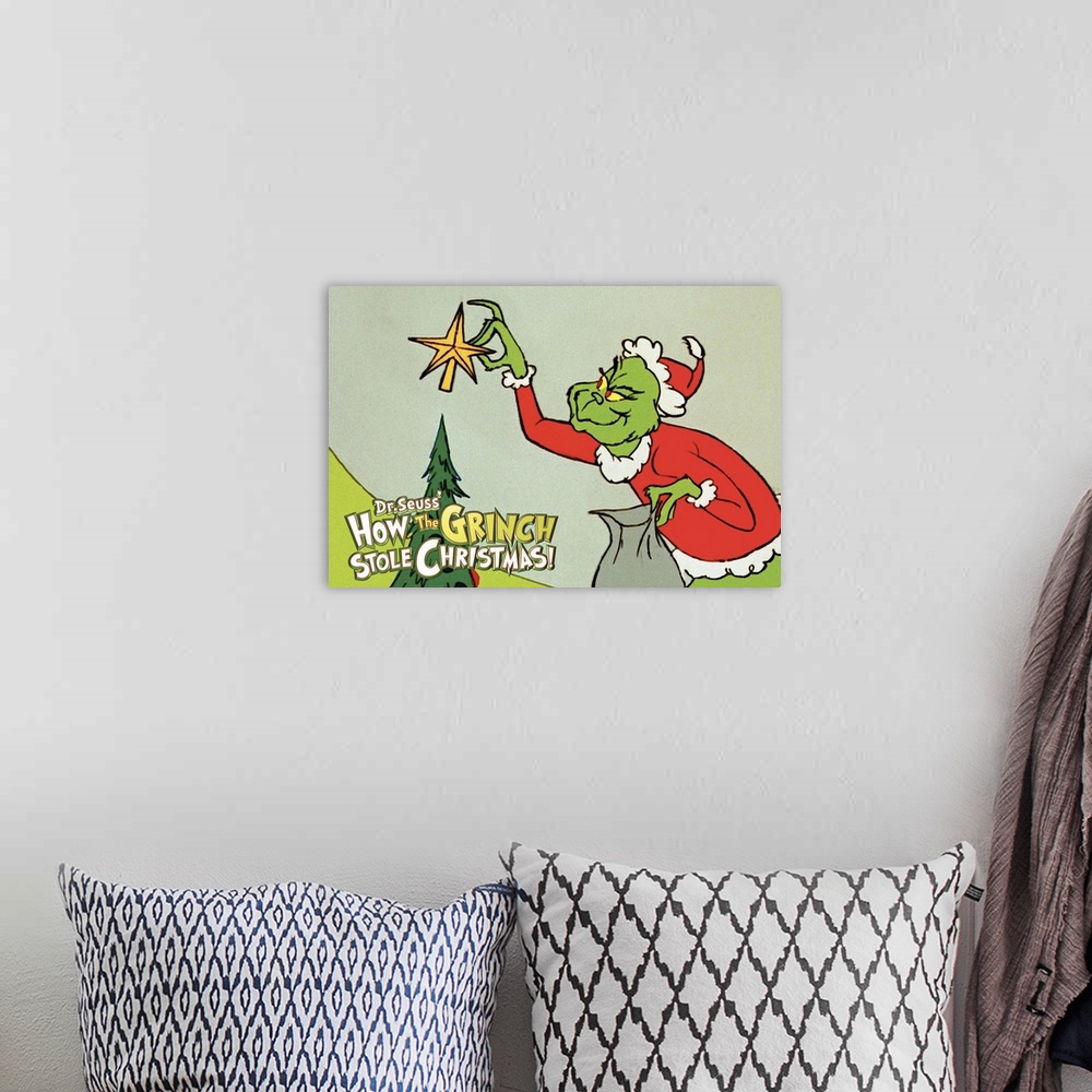 A bohemian room featuring Bitter and hateful, the Grinch is irritated at the thought of the nearby village having a happy t...