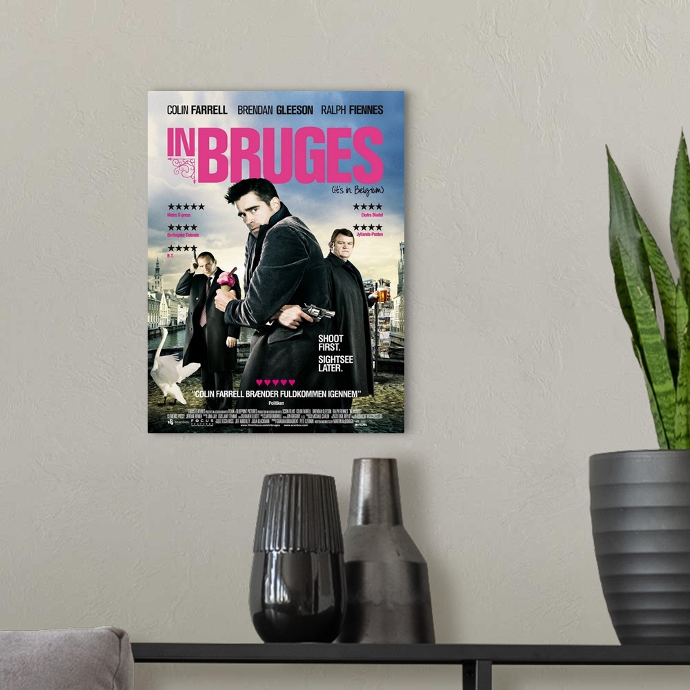 A modern room featuring In Bruges - Movie Poster - Danish