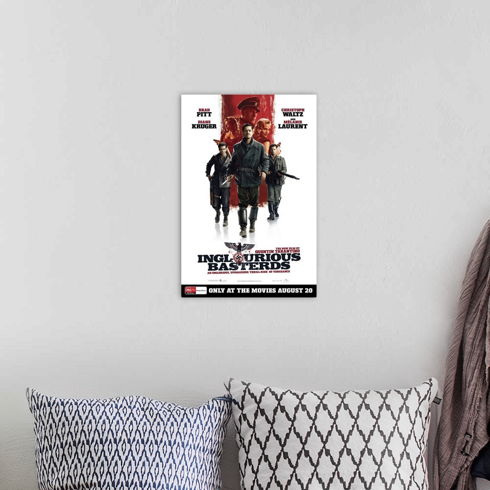 A bohemian room featuring Inglourious Basterds - Movie Poster - Australian
