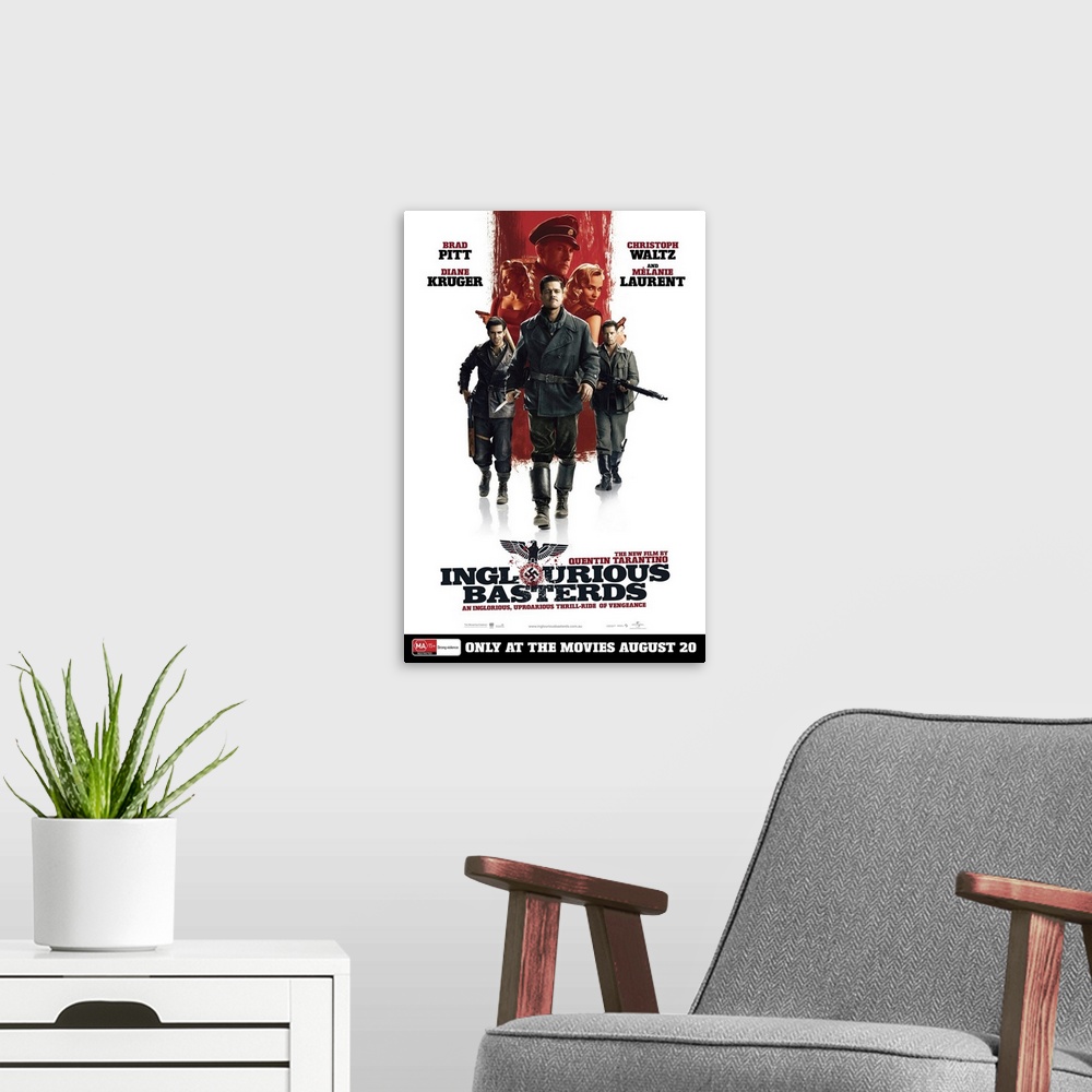 A modern room featuring Inglourious Basterds - Movie Poster - Australian