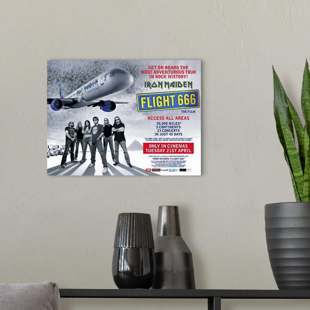 A modern room featuring Come fly with Iron Maiden and enjoy the hospitality of Flight 666 as the boys' take on the bigges...