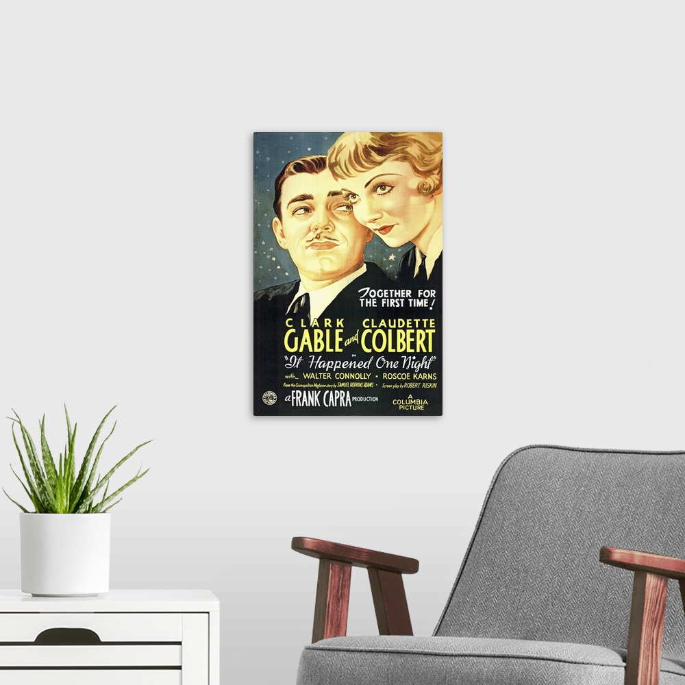 A modern room featuring Classic Capra comedy about an antagonistic couple determined to teach each other about life. Colb...