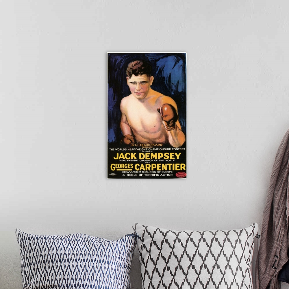A bohemian room featuring Jack Dempsey vs. Georges Carpenter