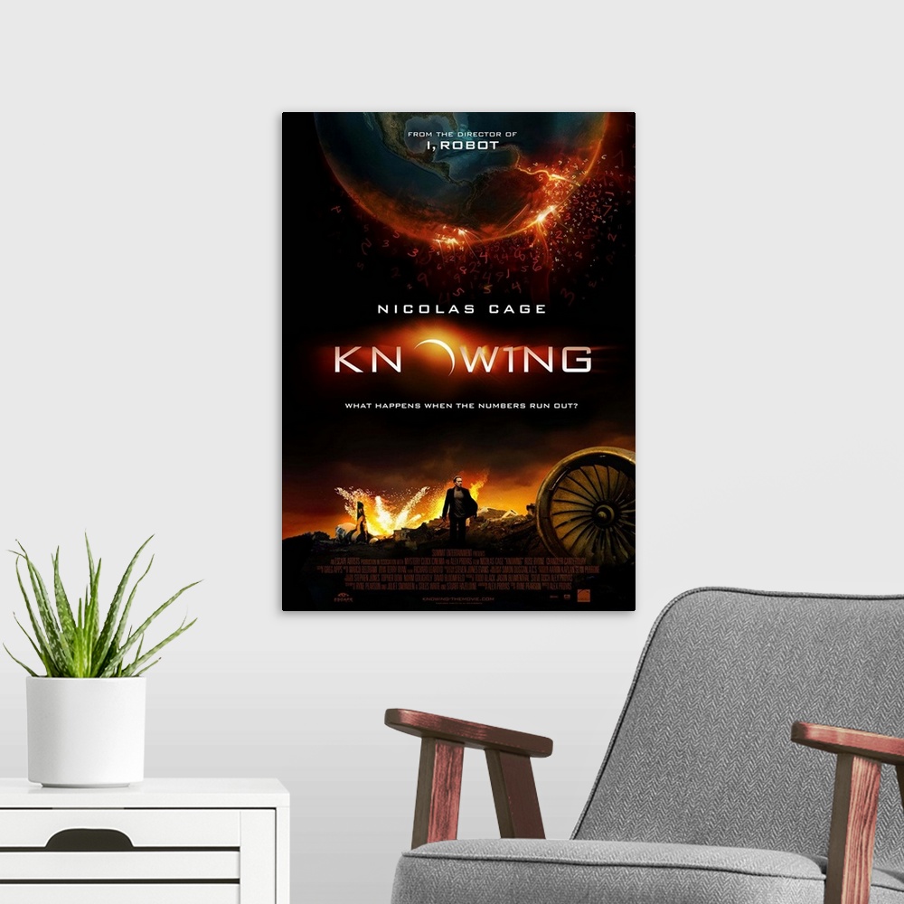 A modern room featuring Knowing - Movie Poster