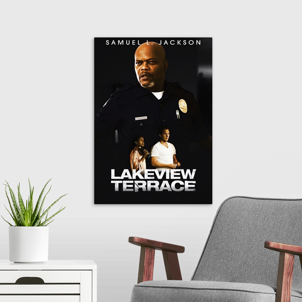 A modern room featuring Lakeview Terrace - Movie Poster