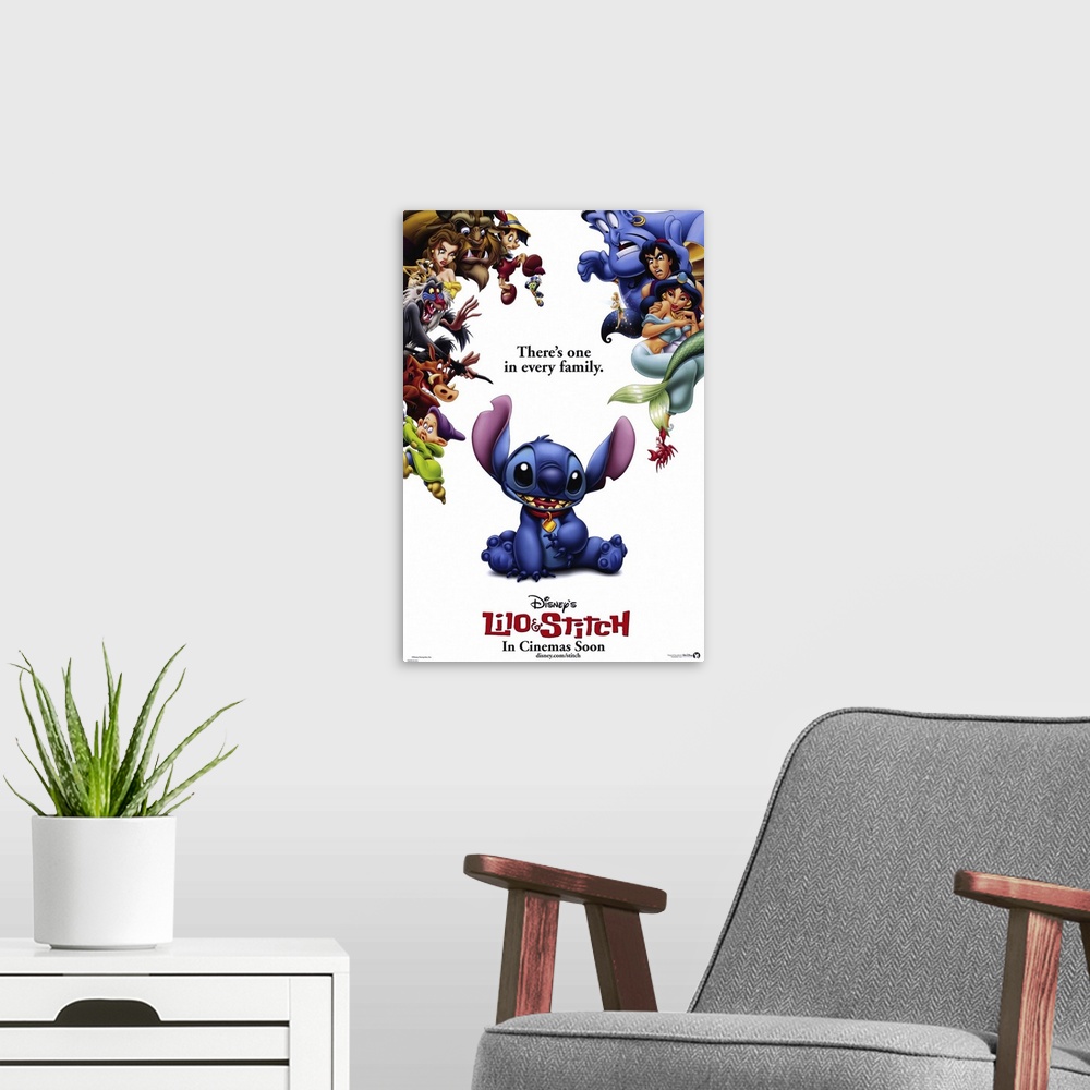 A modern room featuring Hawaiian problem child Lilo has an alien pet named Stitch, with socially unacceptable behavior (i...