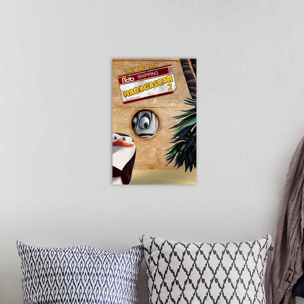 A bohemian room featuring Madagascar: Escape 2 Africa - Movie Poster