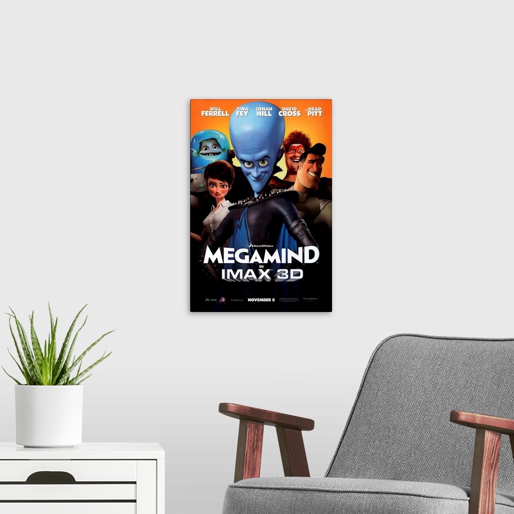 A modern room featuring Megamind - Movie Poster