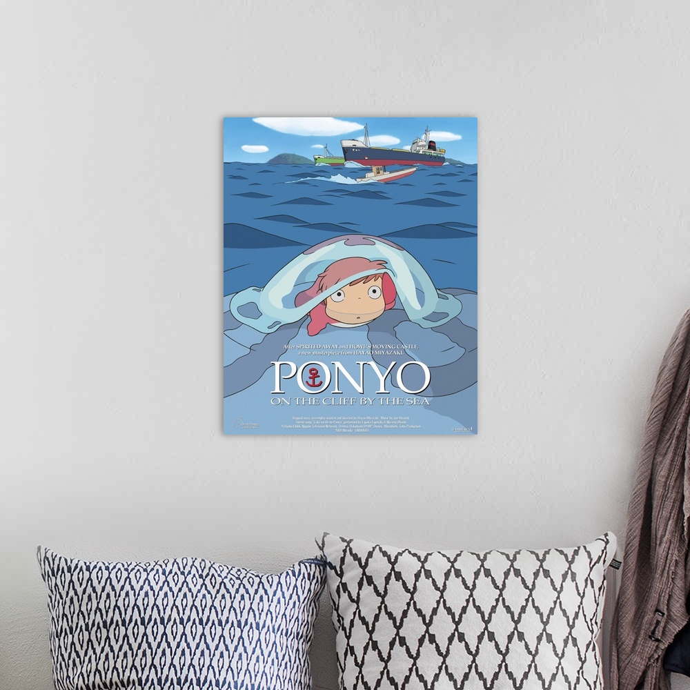 A bohemian room featuring Ponyo on the Cliff - Movie Poster - Belgian