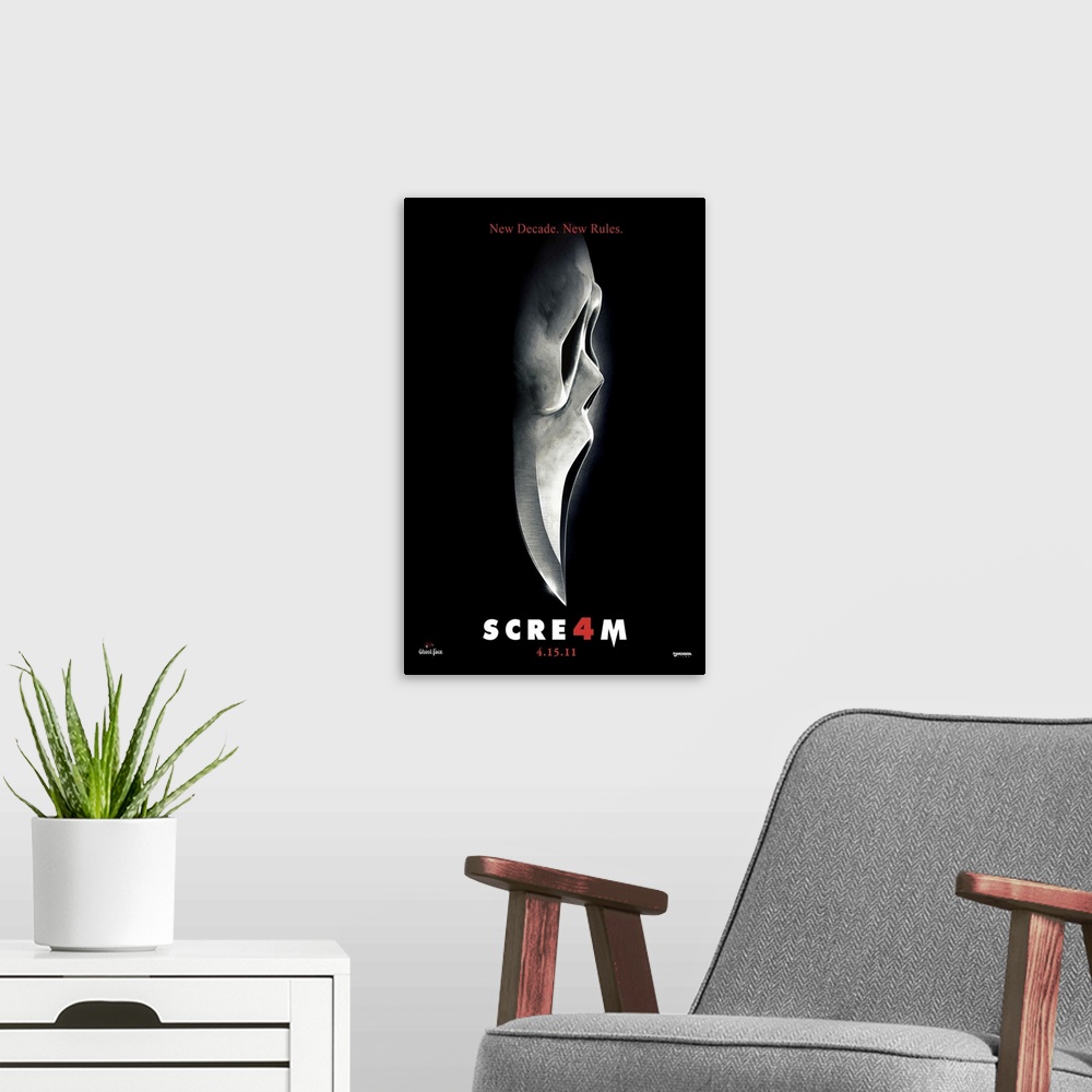 A modern room featuring Scream 4 - Movie Poster