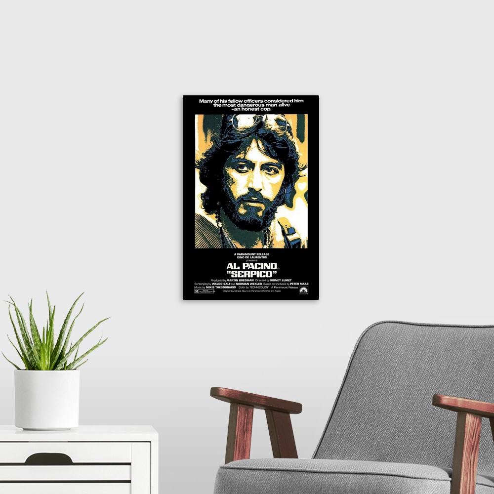 A modern room featuring Based on Peter Maas's book about the true-life exploits of Frank Serpico, a New York undercover p...
