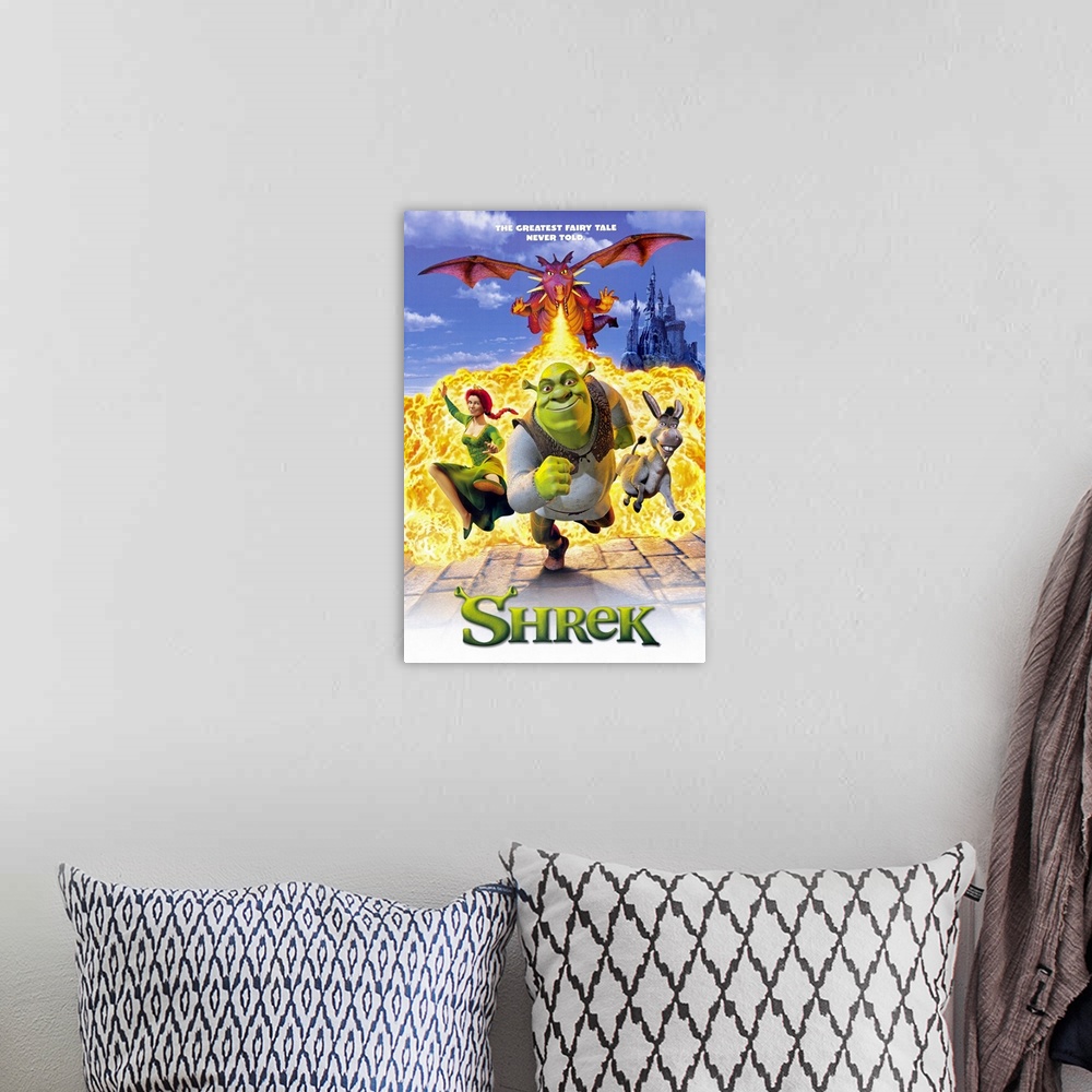 A bohemian room featuring Animated tale from DreamWorks about a grumpy green ogre, Shrek (Myers), who's upset when some ann...