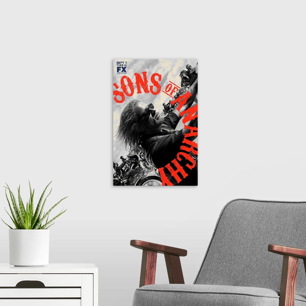 A modern room featuring Sons of Anarchy - TV Poster